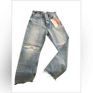 Moussy Vintage Brighton Wide Straight Leg Jeans. Light blue. NWT